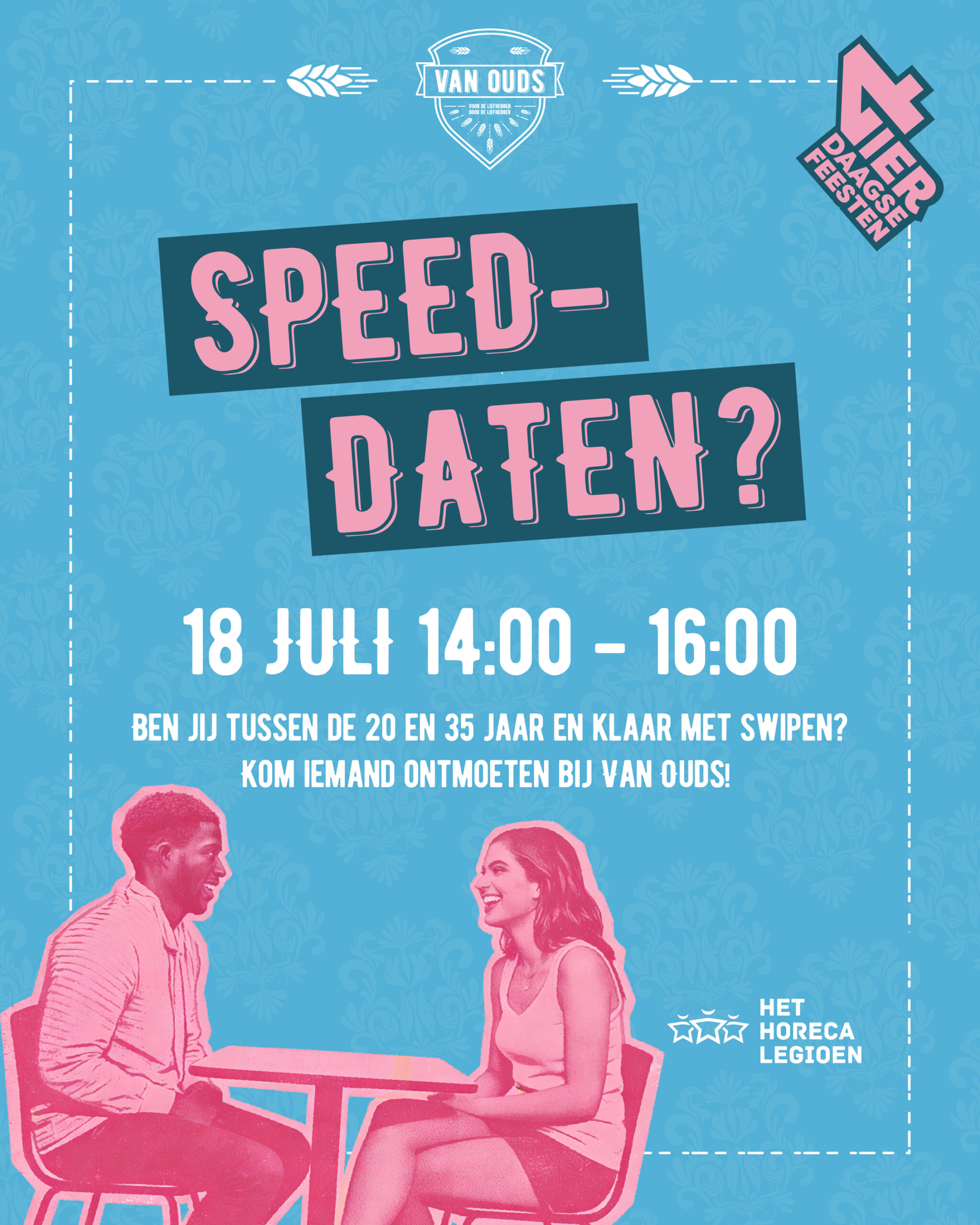 Speeddaten van ouds 2026 vierdaagsefeesten poster